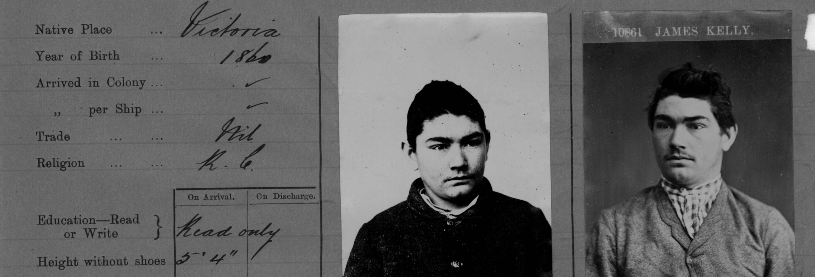 Police file of James Kelly Black and white image of James Kelly